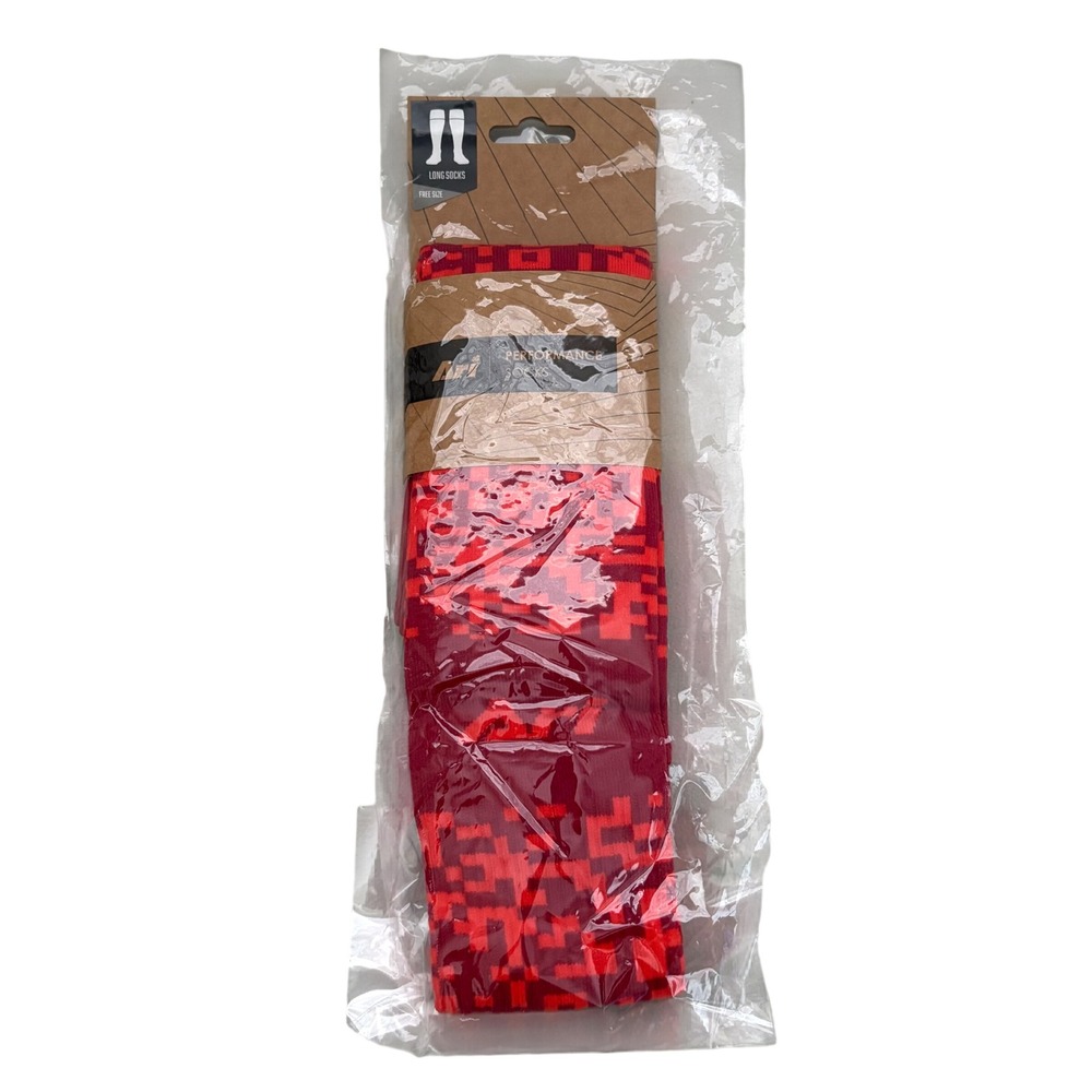Ari Performance Pixel Long Socks Red Scarlet Athletic Soccer Football Sports New